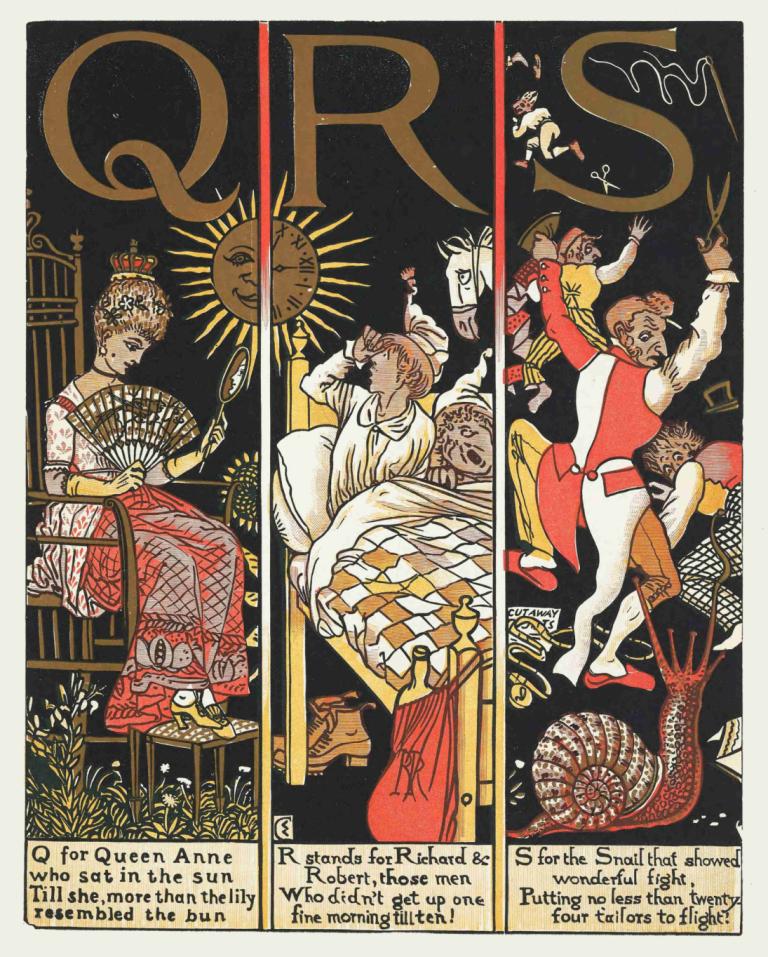 The Absurd A.B.C Pl 5,Walter Crane,Illustration,Illustration, english text, fine art parody, crown, parody