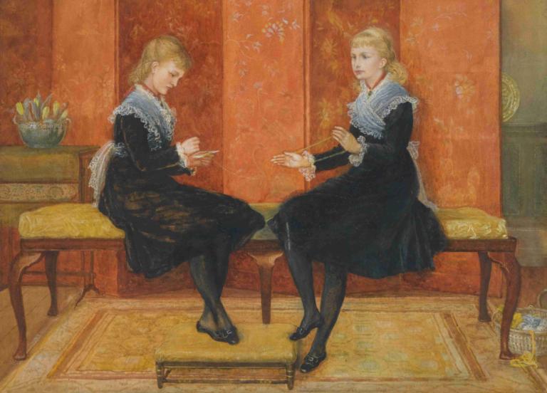 Violet And Lily, The Daughters Of Edmund Routledge,Walter Crane,Illustration,Illustration, blonde hair