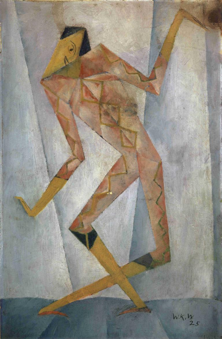 Harlequin,Arlecchino,Walter Kurt Wiemken,Pittura ad olio,Pittura ad olio, assolo, tende, capelli neri