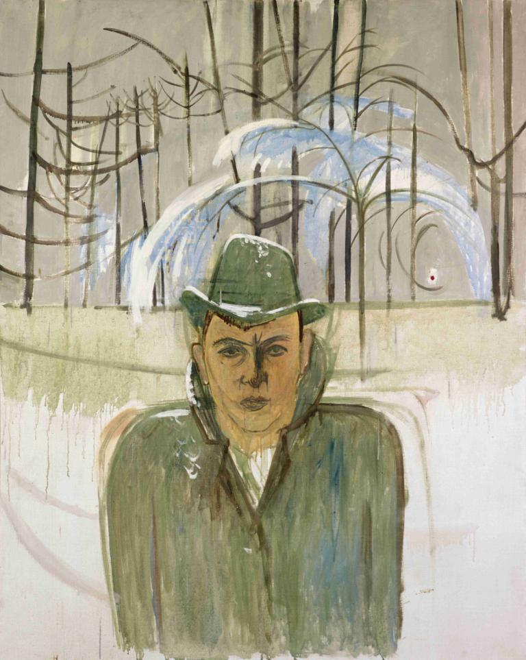 Self-Portrait,Omakuva,Walter Kurt Wiemken,Öljymaalaus,Öljymaalaus, 1 poika, miehen keskittyminen, hattu