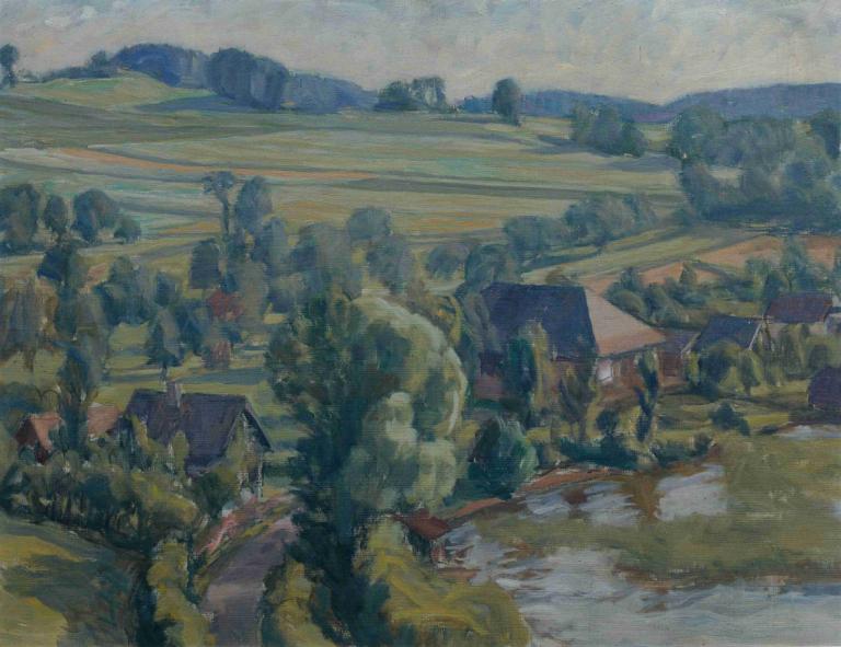 Atterseelandschaft bei Unterbuchberg,Walther Gamerith,Oil Painting,Oil Painting, outdoors, scenery