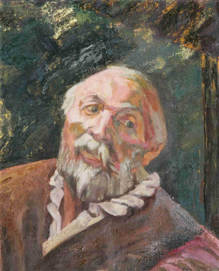 Bildnis eines alten Mannes,Walther Gamerith,Oil Painting,Oil Painting, 1boy, male focus, solo, facial hair