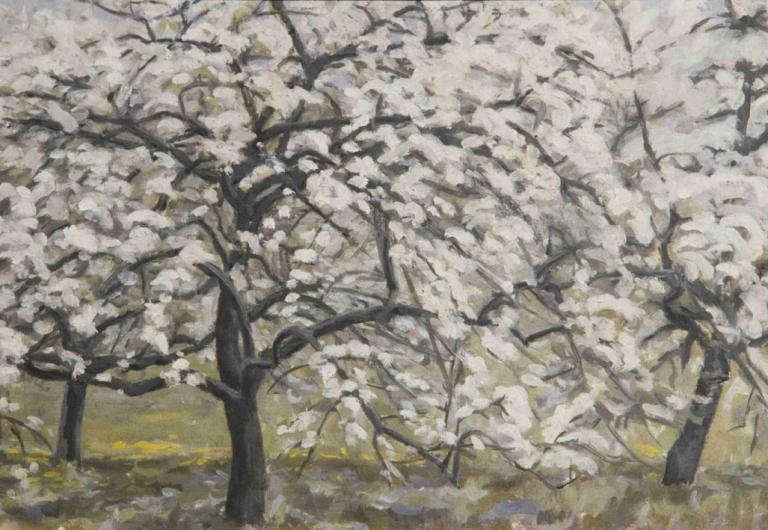 Blühende Obstbäume,Alberi da frutto in fiore,Walther Gamerith,Pittura ad olio,Pittura ad olio