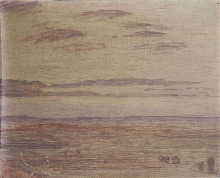 Trübe Landschaft bei Eggenburg,埃根堡附近的多云景观,Walther Gamerith,油画,油画, 没有人类, 传统媒体, 云, 风景, 天空, 海洋, 户外, 多云的天空, 地平线, 水