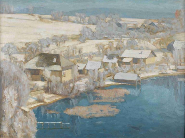 Unterbuchberg Im Winter Ii,Unterbuchberg το χειμώνα Ii,Walther Gamerith,Ελαιογραφία,Ελαιογραφία, τοπίο