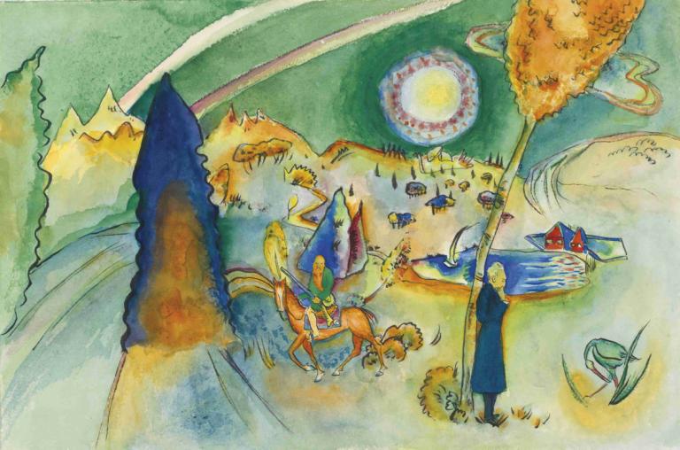 Aquarell für Poul Bjerre,Wassily Kandinsky,Watercolor,Watercolor, traditional media, hat, multiple boys