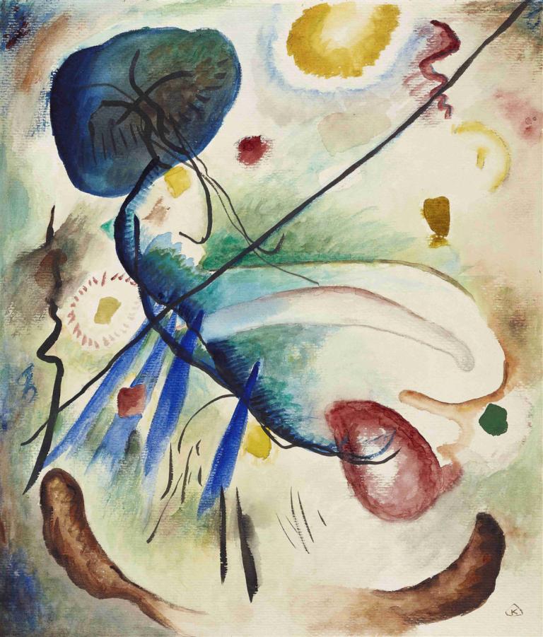 Aquarell mit Strich,Wassily Kandinsky,Watercolor,Watercolor, no humans, traditional media, painting (medium)