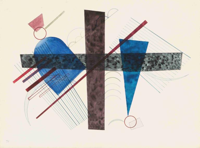 Blau in Rund und Spitz,둥글고 뾰족한 파란색,Wassily Kandinsky,바실리 칸딘스키,일러스트레이션,일러스트레이션, 인간은 없어, 추상적인, 간단한 배경, 정물, 흰 바탕