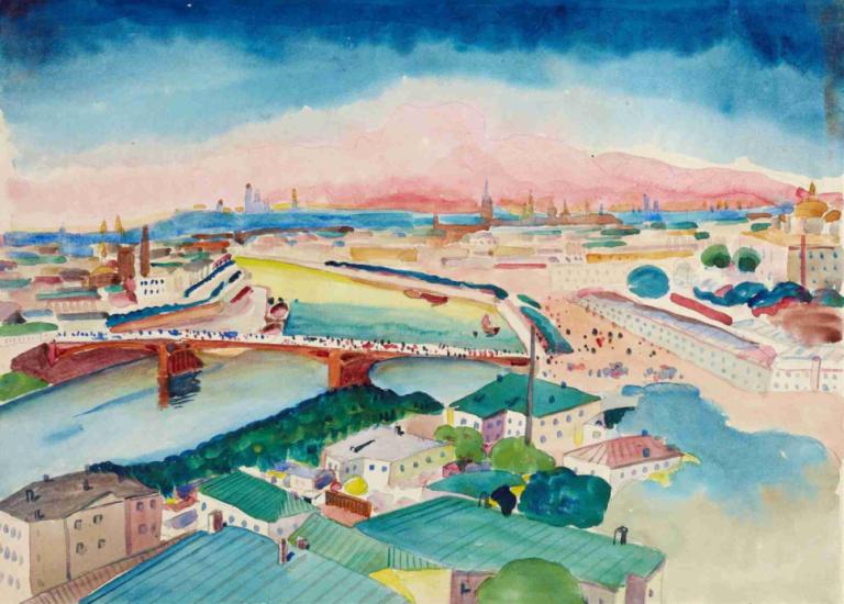 Blick auf Moskau,Utsikt över Moskva,Wassily Kandinsky,Illustration,Illustration, landskap, utomhus