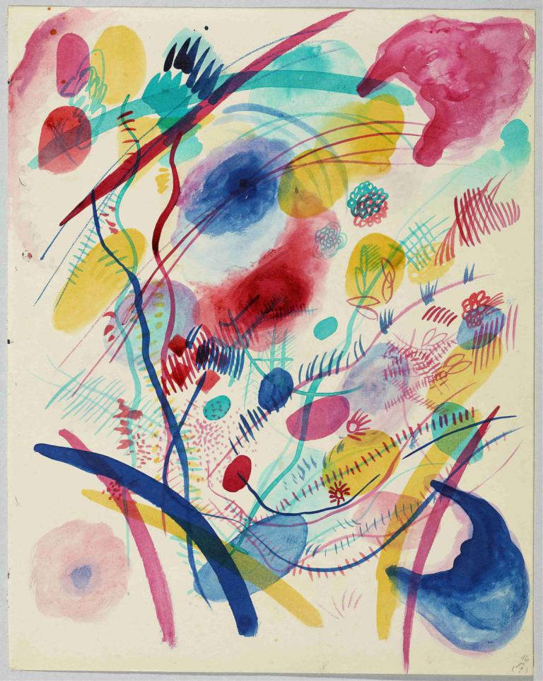 Composition in red, blue, green and yellow,Komposition i rött, blått, grönt och gult,Wassily Kandinsky