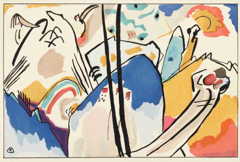 Der Blaue Reiter,Wassily Kandinsky,Illustration,Illustration, no humans, border, animal focus, signature