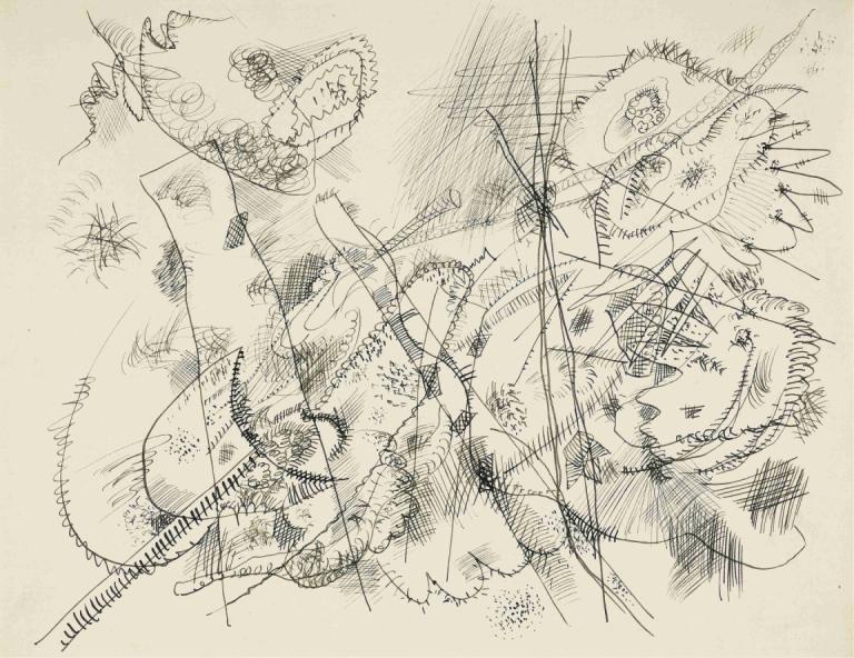 Design for an etching,Wassily Kandinsky,Illustration,Illustration, monochrome, greyscale, traditional media