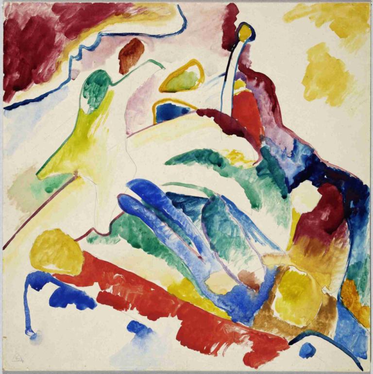 Draft for 'Composition II',Osnutek za 'Composition II',Wassily Kandinsky,Akvarel,Akvarel, slikanje (srednje)