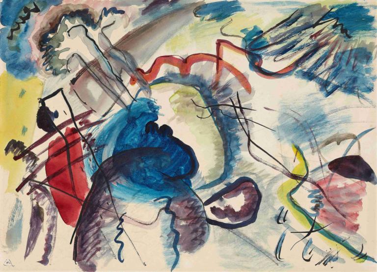 Draft for 'Picture with a white border',Osnutek za 'Slika z belim robom',Wassily Kandinsky,Akvarel,Akvarel