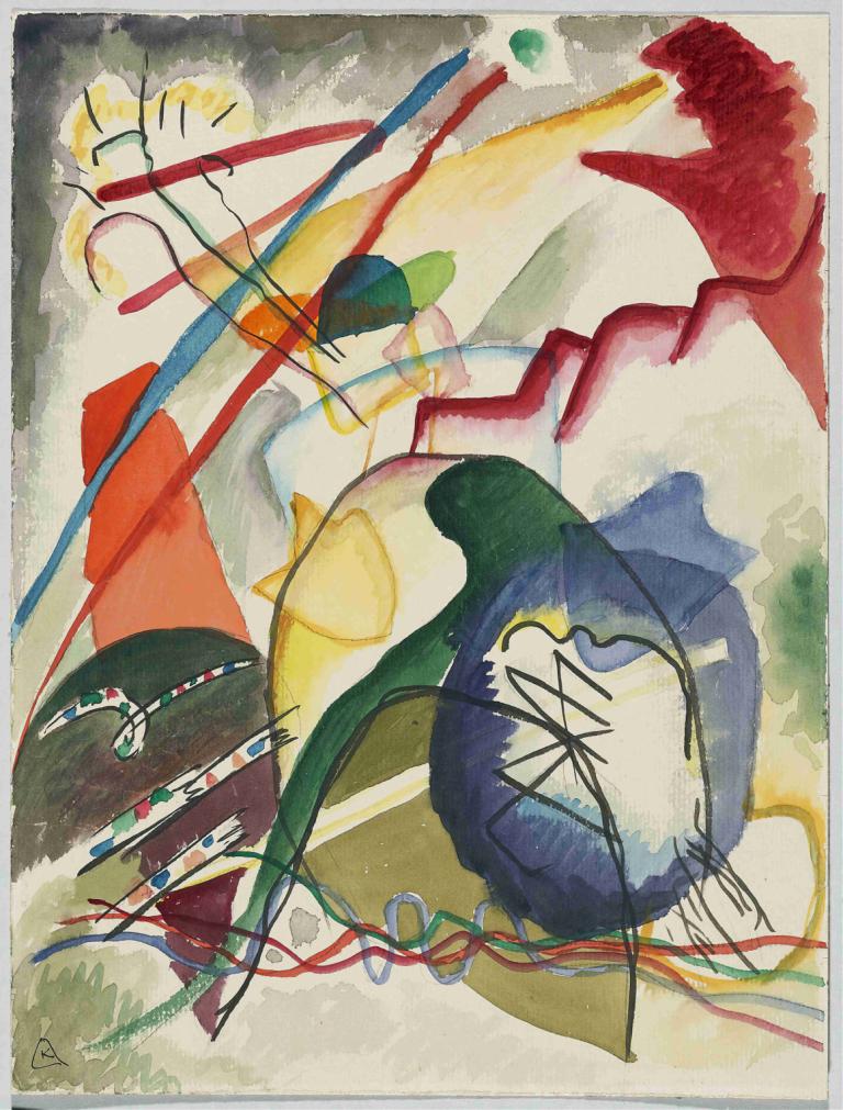 Draft for 'Picture with a white border' I,Osnutek za 'Slika z belim robom' I,Wassily Kandinsky,Akvarel