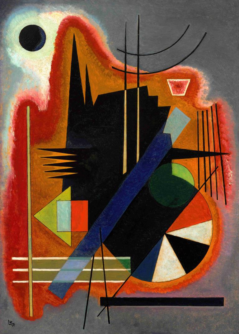 Einige Spitzen,Wassily Kandinsky,Abbildung,Abbildung, keine Menschen, abstrakt, grauer Hintergrund