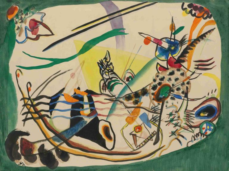 Entwurf Zu 'grüner Rand' (Study For 'green Border'),Studie pro „zelenou hranici“,Wassily Kandinsky,Akvarel