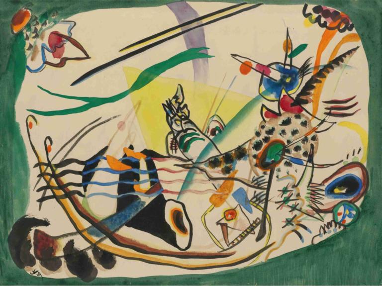 Entwurf Zu 'grüner Rand' (Study For 'green Border'),Studie pro „zelenou hranici“,Wassily Kandinsky,Akvarel