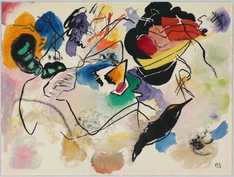 Entwurf zu 'Komposition VII',Proiect pentru "Compoziția VII,Wassily Kandinsky,Acuarelă,Acuarelă, abstract