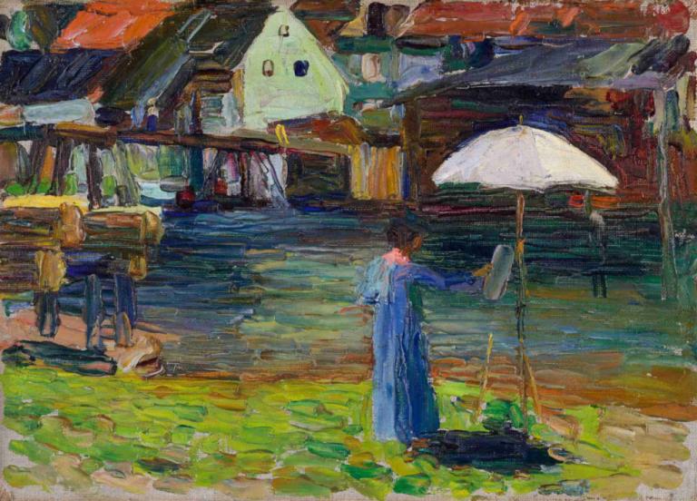 Kallmünz - Gabriele Münter painting I,คาลมินซ์ - กาเบรียล มินท์ วาดภาพ I,Wassily Kandinsky,วาสิริ คอนเทนสกี้