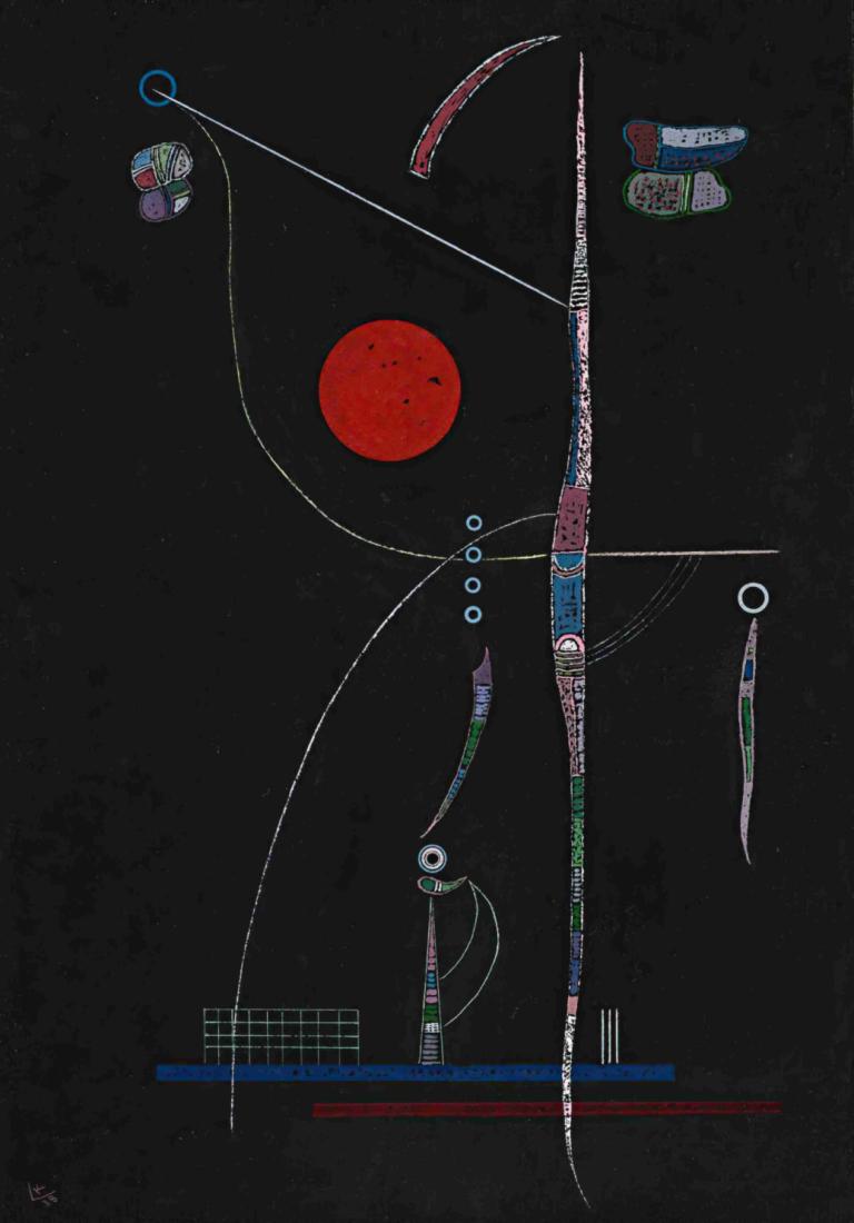 L'accent Rouge,Wassily Kandinsky,Vassily Kandinsky,Illustration,Illustration, pas d'humains, fond noir