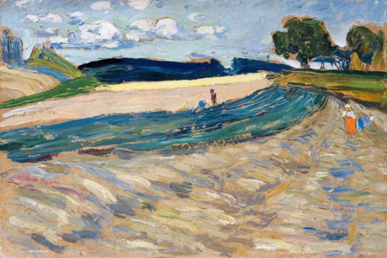 Landscape with a yellow field,Paysage avec un champ jaune,Wassily Kandinsky,Vassily Kandinsky,Illustration