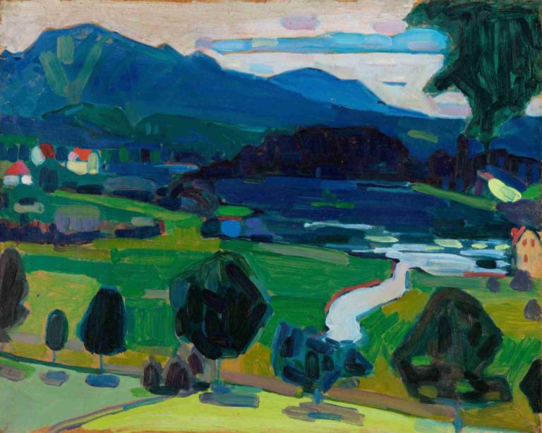 Murnau - View over the Staffelsee,Murnau - Pemandangan ke arah Staffelsee,Wassily Kandinsky,Ilustrasi