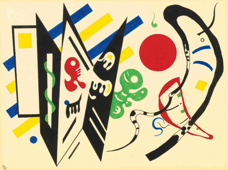 Réciproque,Ömsesidig,Wassily Kandinsky,Illustration,Illustration, inga människor, abstrakt, gul bakgrund