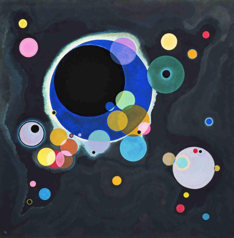 Several Circles,Wassily Kandinsky,Illustration,Illustration, no humans, animal focus, black eyes