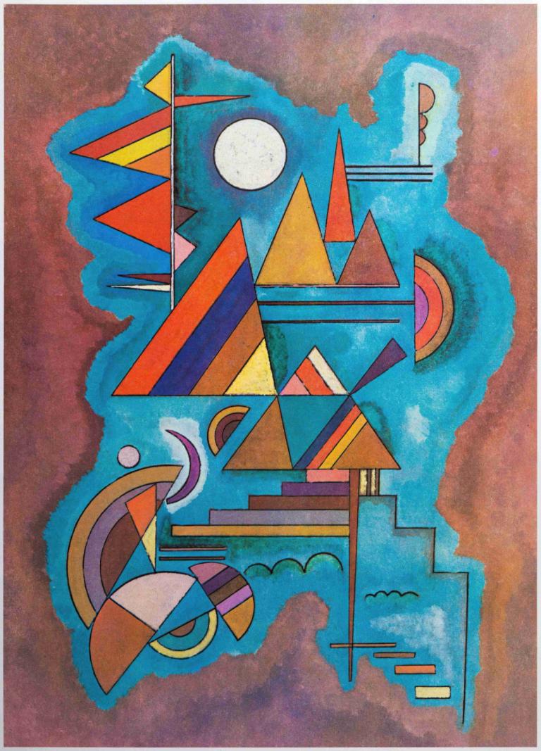 Standing,站立式,Wassily Kandinsky,瓦西里-康定斯基,插画,插画, 没有人类, 神奇宝贝（生物）, 传统媒体, 月亮, 独奏, 建筑, 天空, 新月, 云, 绘画（中）