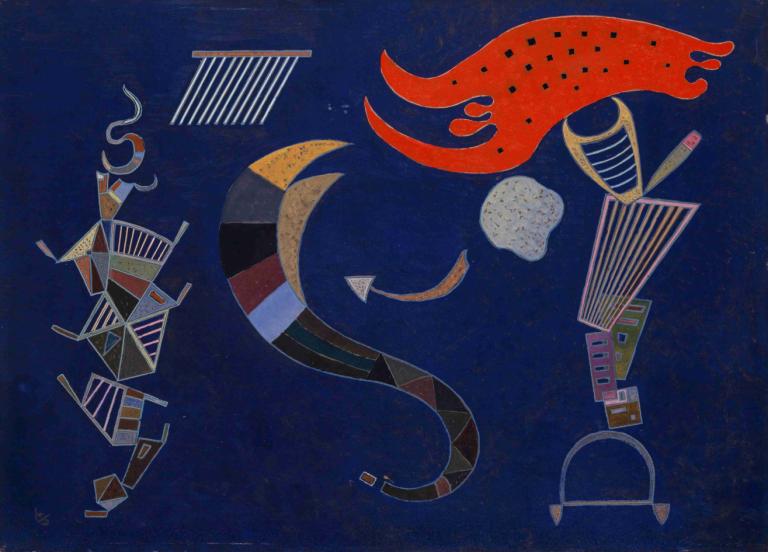 The Arrow,화살표,Wassily Kandinsky,바실리 칸딘스키,일러스트레이션,일러스트레이션, 인간은 없어, 파란색 배경, 독주