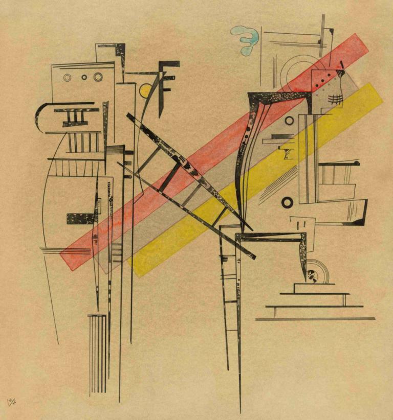 Transmission,Přenos,Wassily Kandinsky,Ilustrace,Ilustrace, žádní lidé, schody, tradiční média, kabel