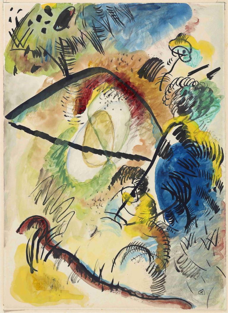 Watercolor IX (with black lines),Akvarel IX (s črnimi črtami),Wassily Kandinsky,Ilustracija,Ilustracija