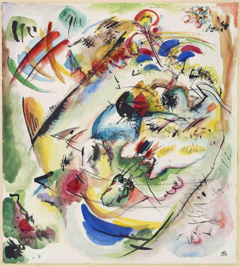 draft for 'Träumerische Improvisation',梦幻即兴演奏 "草案,Wassily Kandinsky,瓦西里-康定斯基,水彩画,水彩画, 没有人类, 神奇宝贝（生物）, 传统媒体