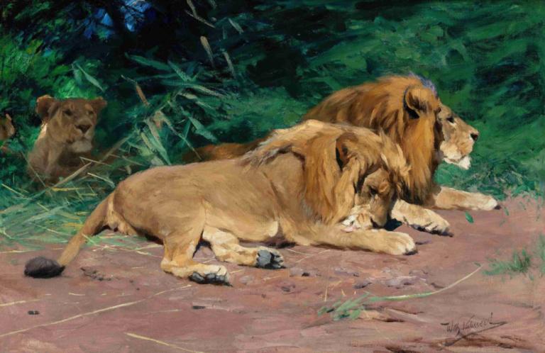 Ruhende Löwen [Lions at Rest],Singa yang sedang beristirahat [Singa yang sedang beristirahat],Wilhelm Kuhnert