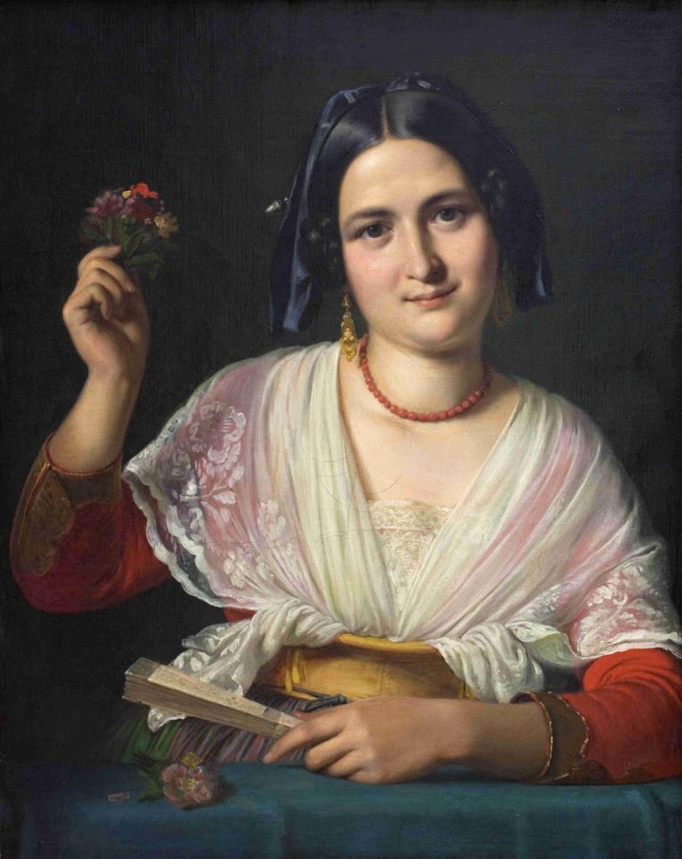 A Roman Woman in Fancy Dress,Rimljanka v domišljijski obleki,Wilhelm Marstrand,William Marstrand,Oljna slika