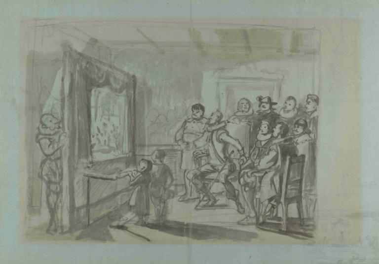 Don Quixote and Others Attending Master Peter's Puppet Show,唐吉柯德和其他人參加彼得大師的木偶劇,Wilhelm Marstrand,威廉·馬斯特蘭德,油畫