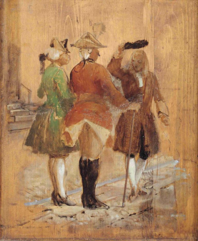 Holberg går af vejen for Jacob von Thyboe og Jean de France,Wilhelm Marstrand,Oil Painting,Oil Painting