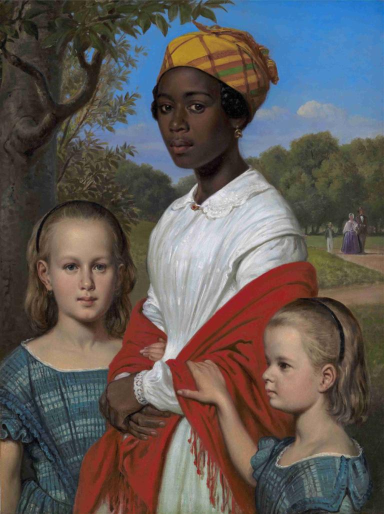 Portrait Of Otto Marstrand's Two Daughters And Their Nanny