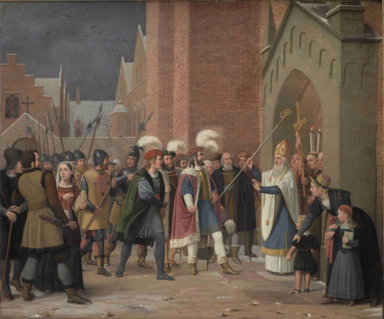 Svend Estridsen and Bishop Vilhelm,Wilhelm Marstrand,Oil Painting,Oil Painting, weapon, holding