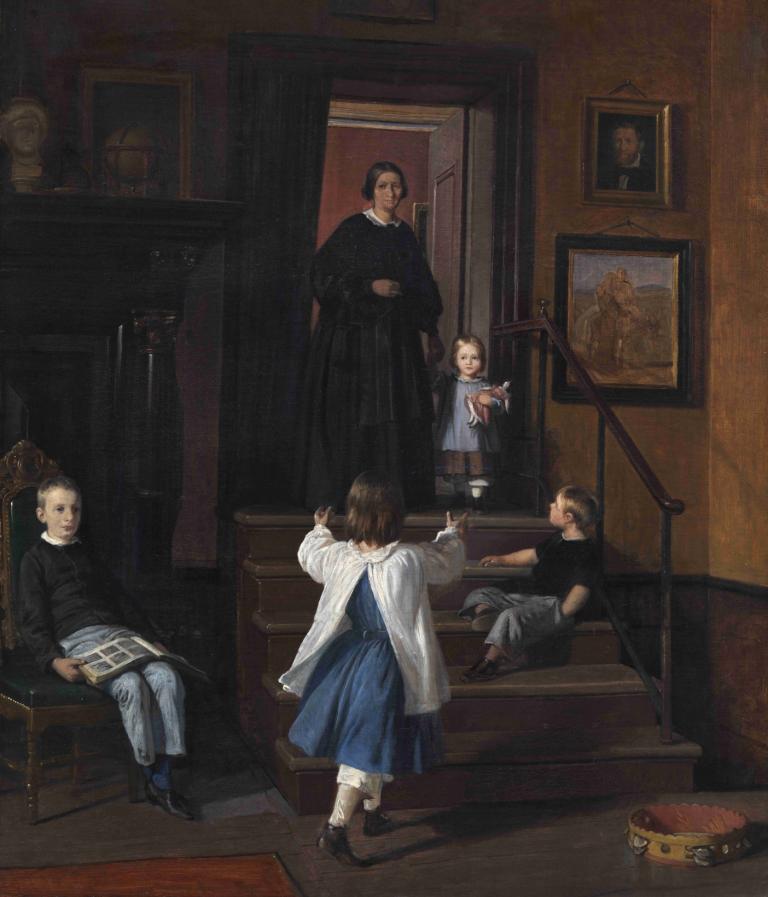 The Artist's Wife and Children in the Studio at Charlottenborg,Wilhelm Marstrand,Oil Painting,Oil Painting