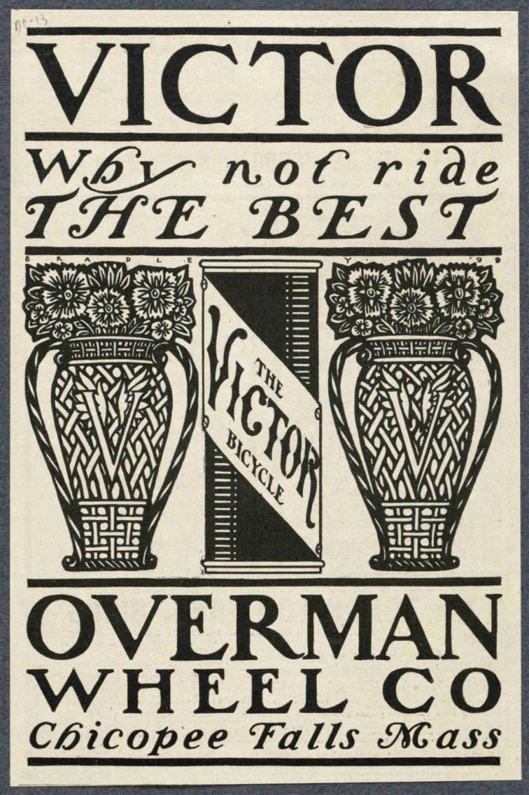 Victor Overman Wheel Co.,Will Bradley,Illustratie,Illustratie, monochroom, geen mensen, Engelse tekst