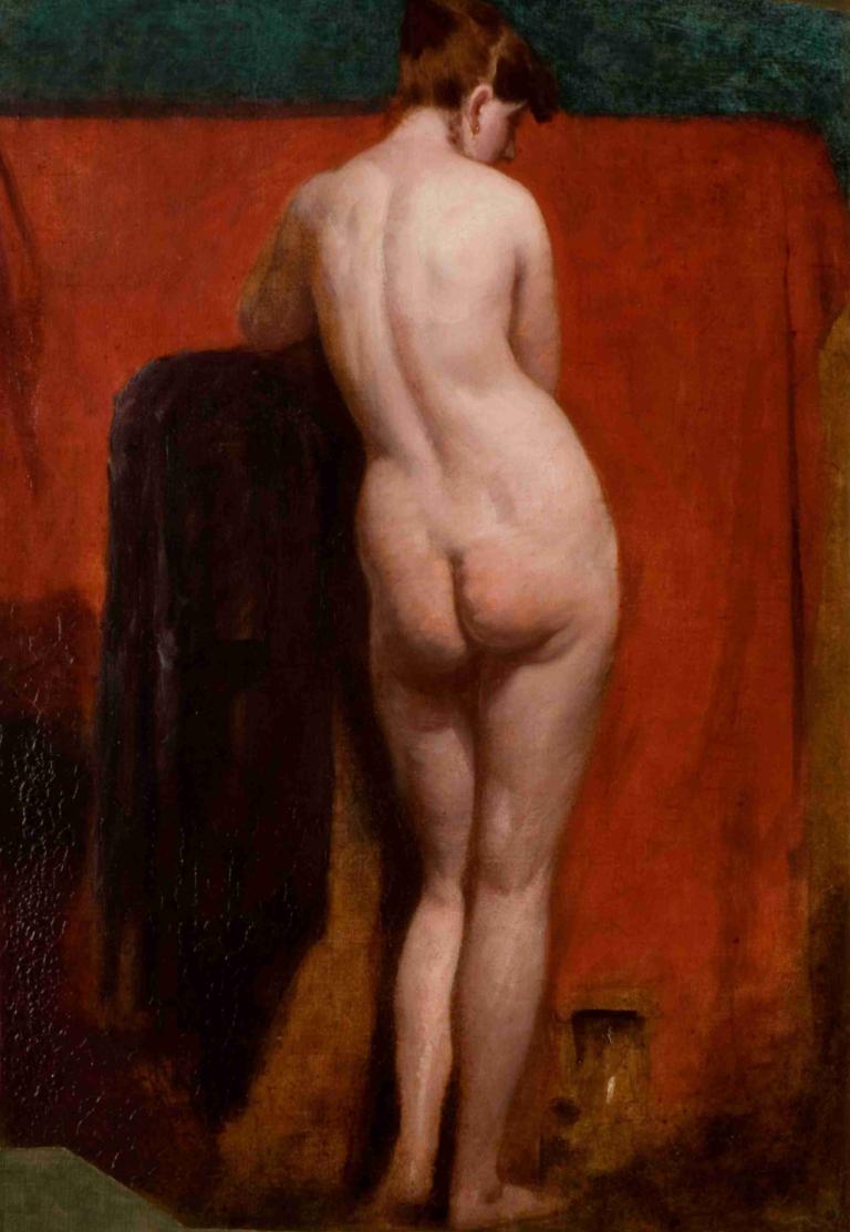 Standing Female Nude,Wanita Berdiri Telanjang,William Etty,Lukisan cat minyak,Lukisan cat minyak, 1 gadis