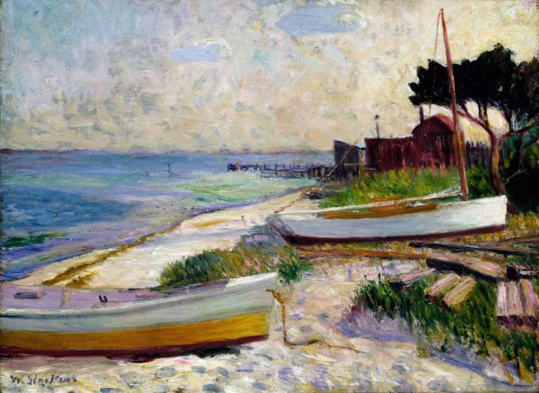 Beach Scene,William James Glackens,Oil Painting,Oil Painting, traditional media, scenery, no humans, outdoors