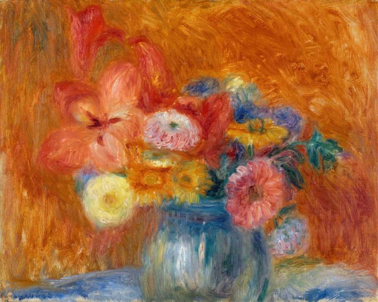 Green Bowl of Flowers,Semangkuk Bunga Hijau,William James Glackens,Lukisan cat minyak,Lukisan cat minyak