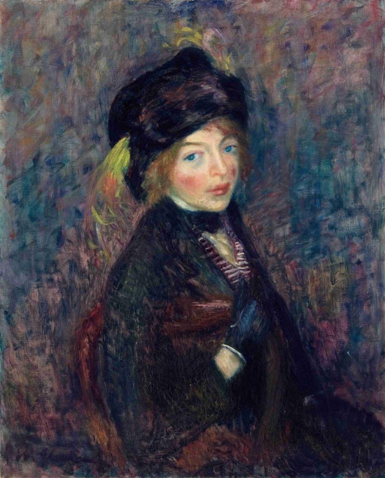 Head of Girl, Feather in Turban,Kepala Anak Perempuan, Bulu di Sorban,William James Glackens