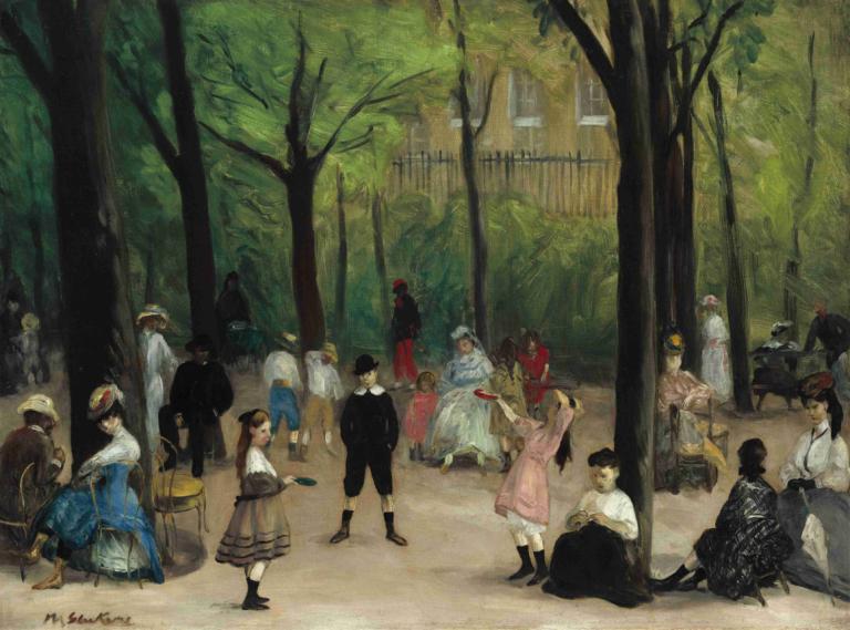 Luxembourg Gardens,Taman Luksemburg,William James Glackens,Lukisan cat minyak,Lukisan cat minyak