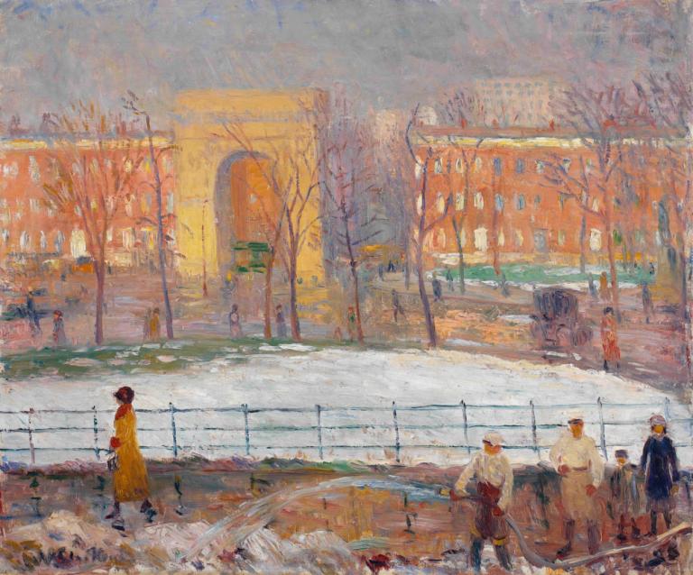 Street Cleaners, Washington Square,Petugas Kebersihan Jalan, Washington Square,William James Glackens