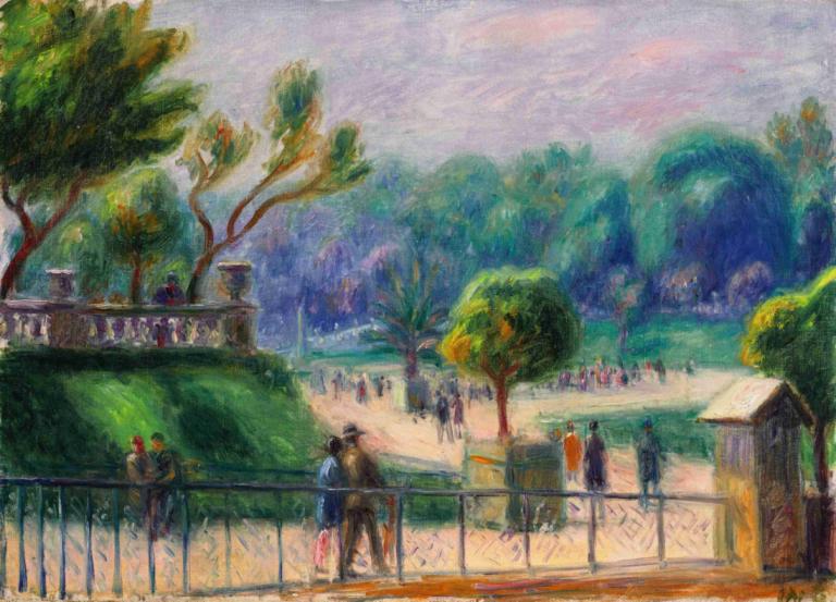 The Balustrade, Luxembourg Gardens,Langkan, Taman Luksemburg,William James Glackens,Lukisan cat minyak