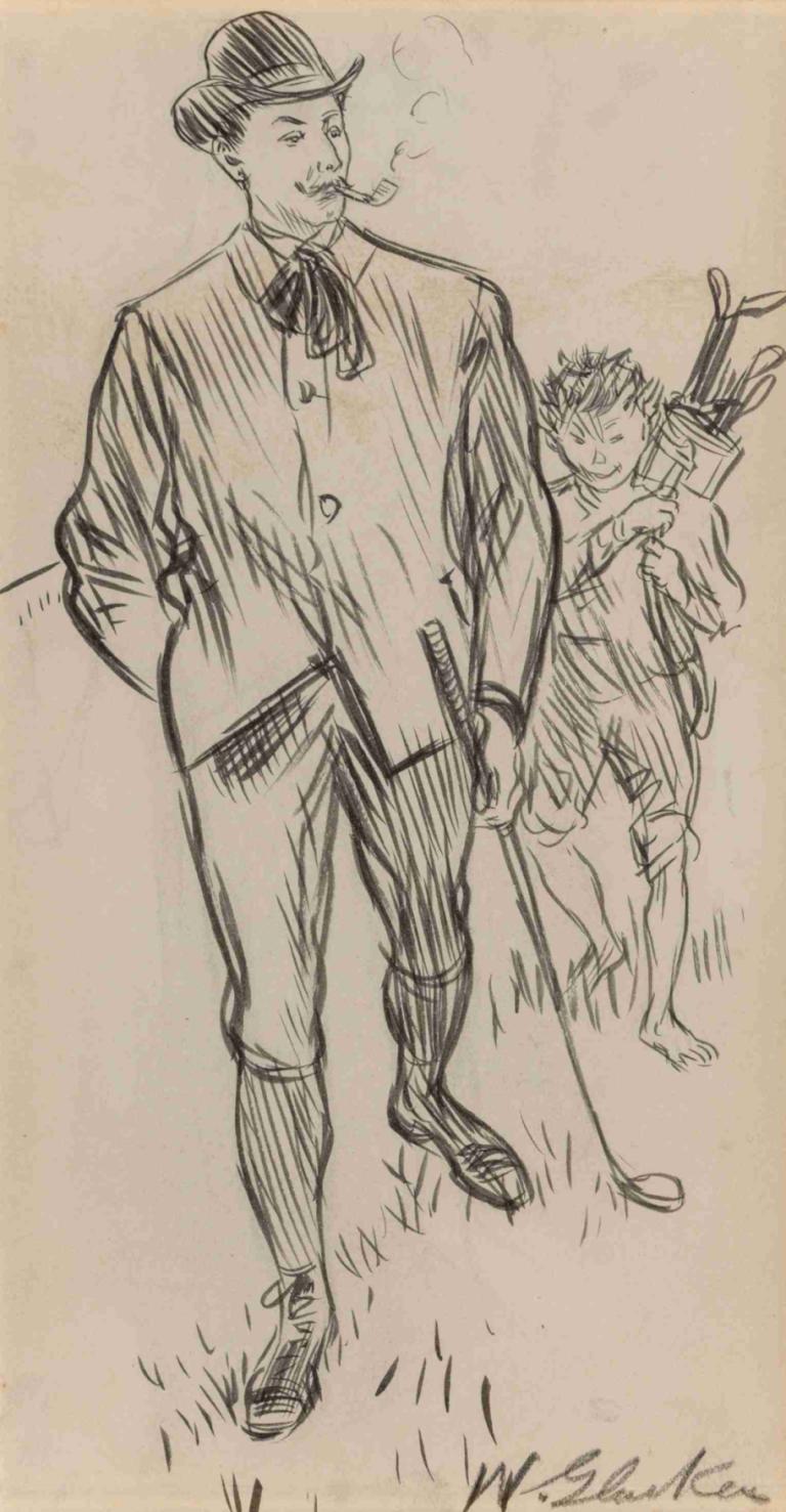 The Serio-comic Governess,William James Glackens,Sketch,Sketch, multiple boys, weapon, cigarette, 2boys